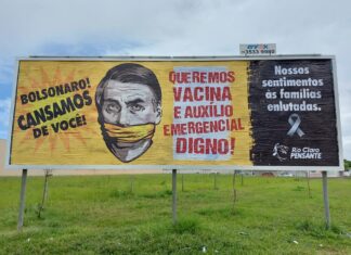 Por vacinação em massa e auxílio emergencial, coletivo “Rio Claro Pensante” faz outdoors