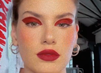 Vermelho: Camila Queiroz ousa com maquiagem monocromática