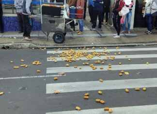 Ambulante atira salgados em agentes municipais durante fiscalização no Jardim Público Ambulante atira salgados em agentes municipais durante fiscalização no Jardim Público